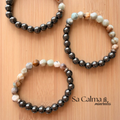 Pulsera Elástica de Amazonita y Hematite para Calma, Equilibrio Emocional y Protección Energética