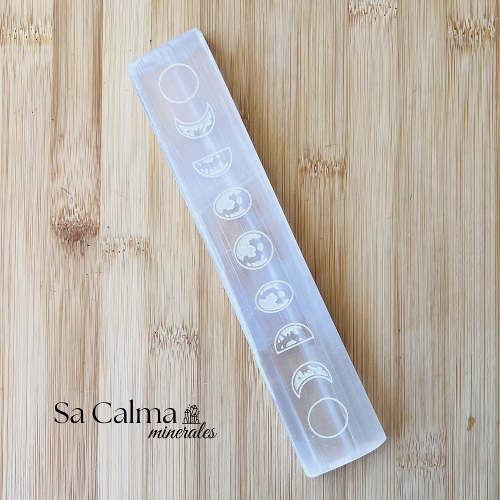 Placa de Selenita con Fases Lunares – Limpieza Energética y Conexión Lunar
