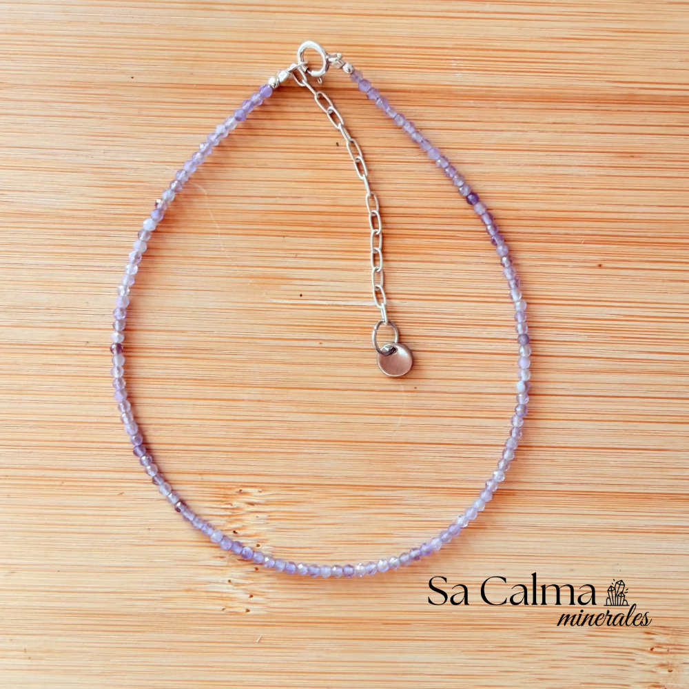 Tobillera de Amatista y Plata – Calma, Protección y Equilibrio