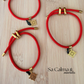 Pulsera de Cordón Rojo con Turmalina y Nudo de Bruja en Acero Inoxidable Dorado para Protección Energética