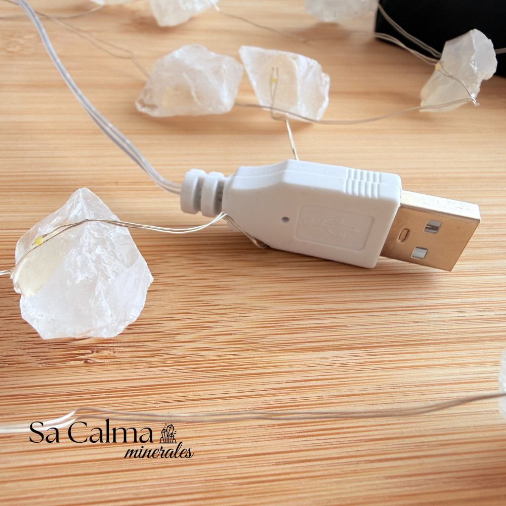 Luces de Gemas de Cuarzo Cristal USB – Iluminación Energética y Decoración Espiritual