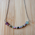 Collar de Acero Inoxidable con Turmalina Sandía y Fluorita – Equilibrio, Amor e Intuición