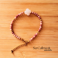 Pulsera de Rodonita con Flor de Cuarzo Rosa – Sanación Emocional y Amor Propio