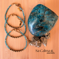 Pulsera de Pirita y Apatito Azul con Cierre de Acero Inoxidable Dorado para Protección y Claridad