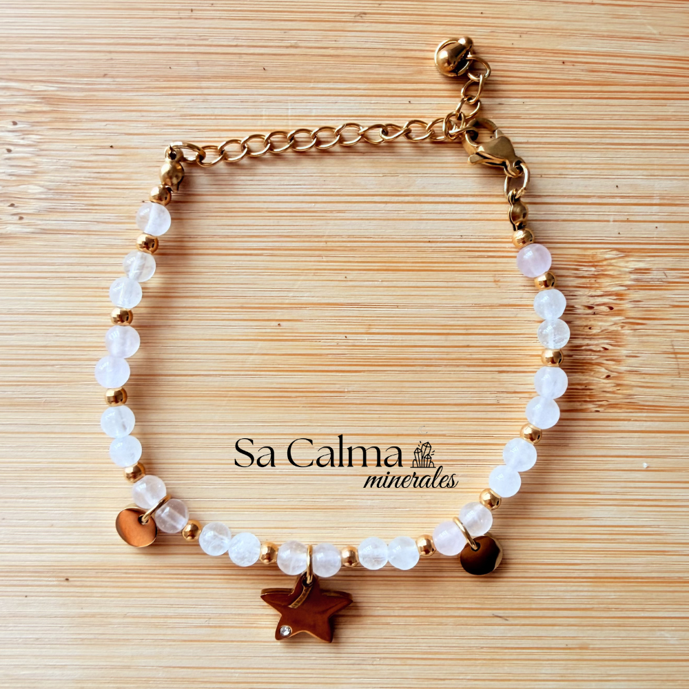 Pulsera de Cuarzo Cristal y Cuarzo Rosa – Amor, Equilibrio y Energía Positiva