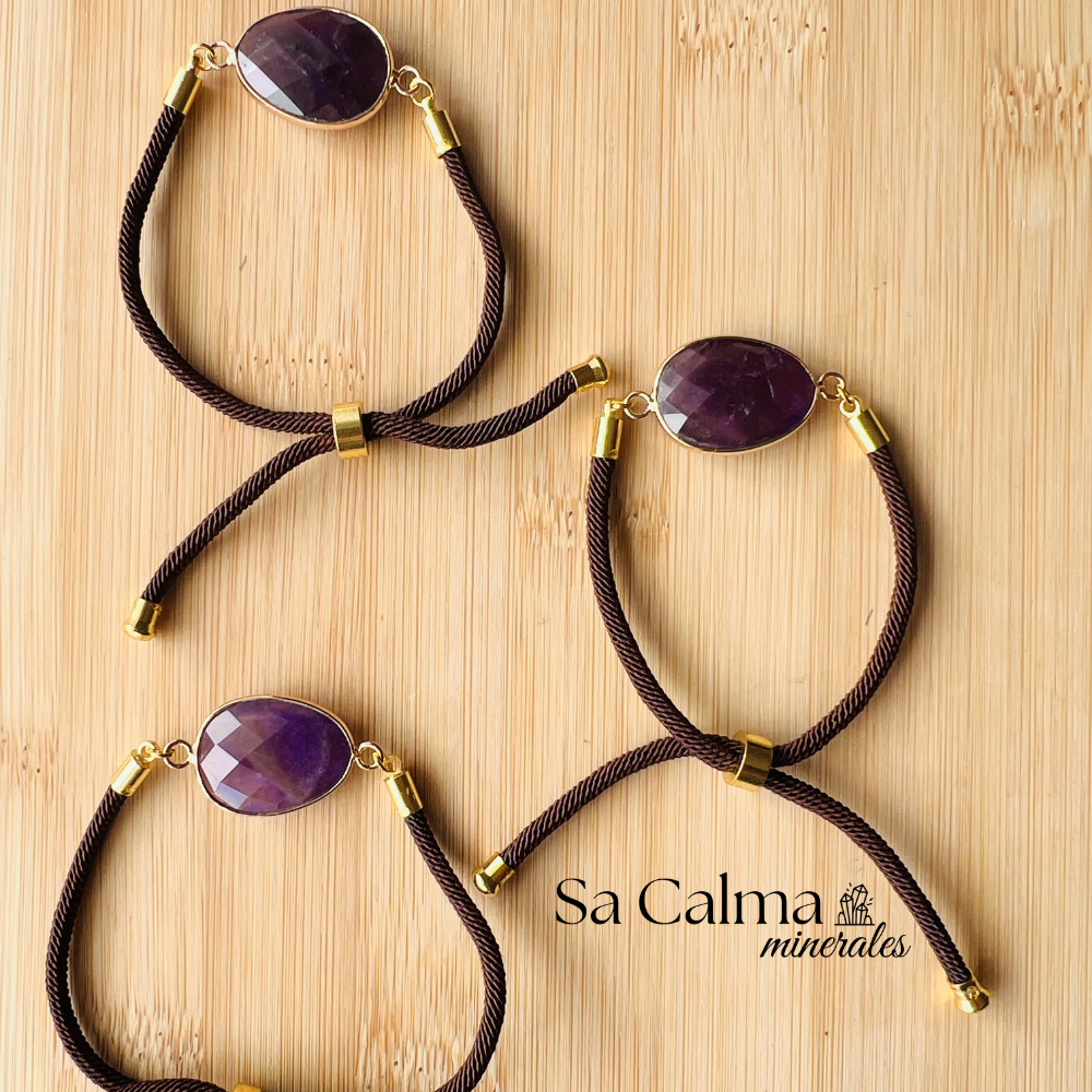 Pulsera de Amatista con Cierre de Cordón – Calma y Protección Energética