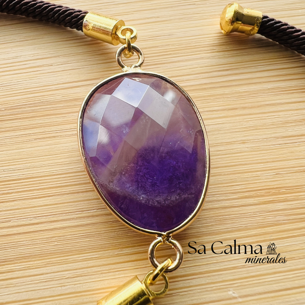 Pulsera de Amatista con Cierre de Cordón – Calma y Protección Energética