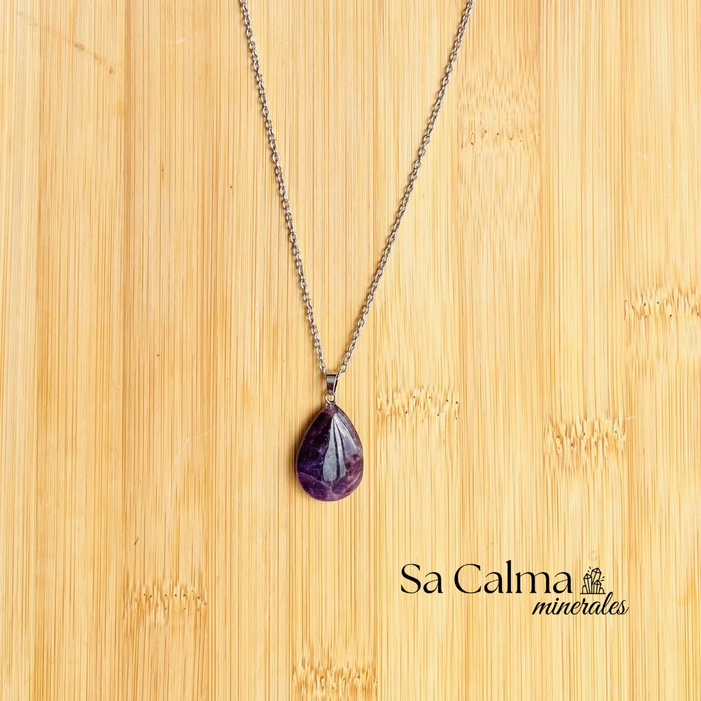 Collar de Amatista con Cadena de Acero Inoxidable – Protección y Equilibrio