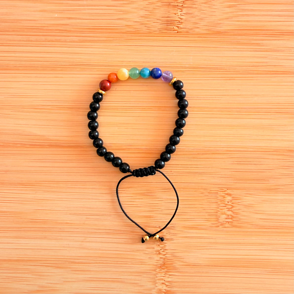 Pulsera 7 Chakras & Turmalina Negra · Equilibrio y Protección