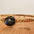 Brazalete de Acero Inoxidable con Labradorita – Protección e Intuición