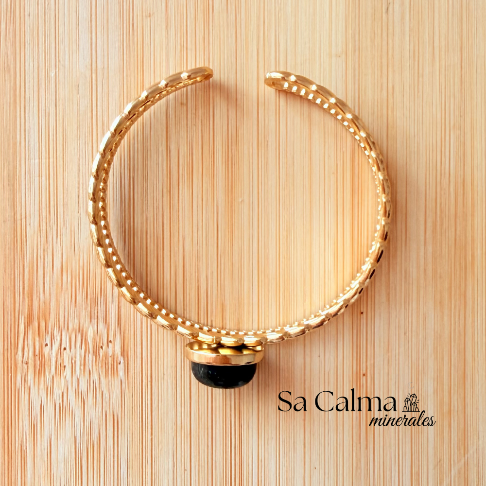 Brazalete de Acero Inoxidable con Labradorita – Protección e Intuición
