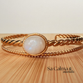 Brazalete de Acero Inoxidable con Piedra Luna – Intuición y Equilibrio