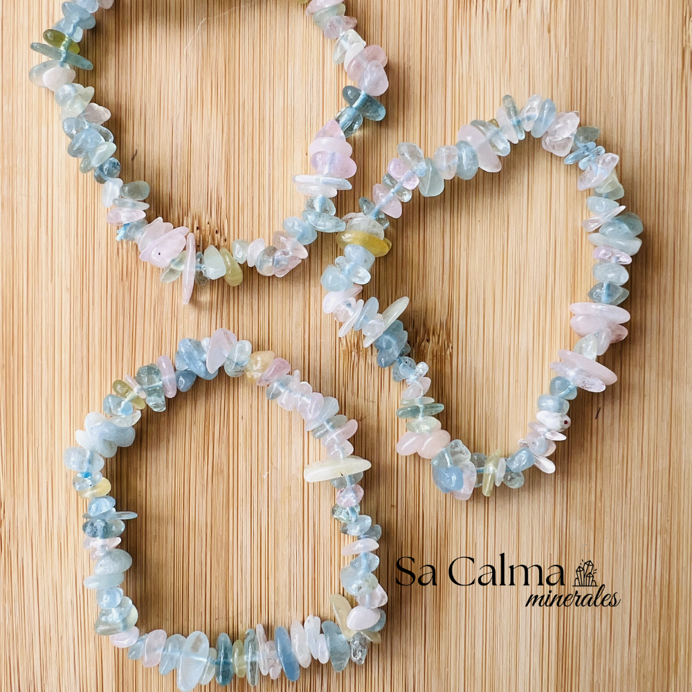 Pulsera Elástica de Berilo Chips – Claridad y Armonía Energética