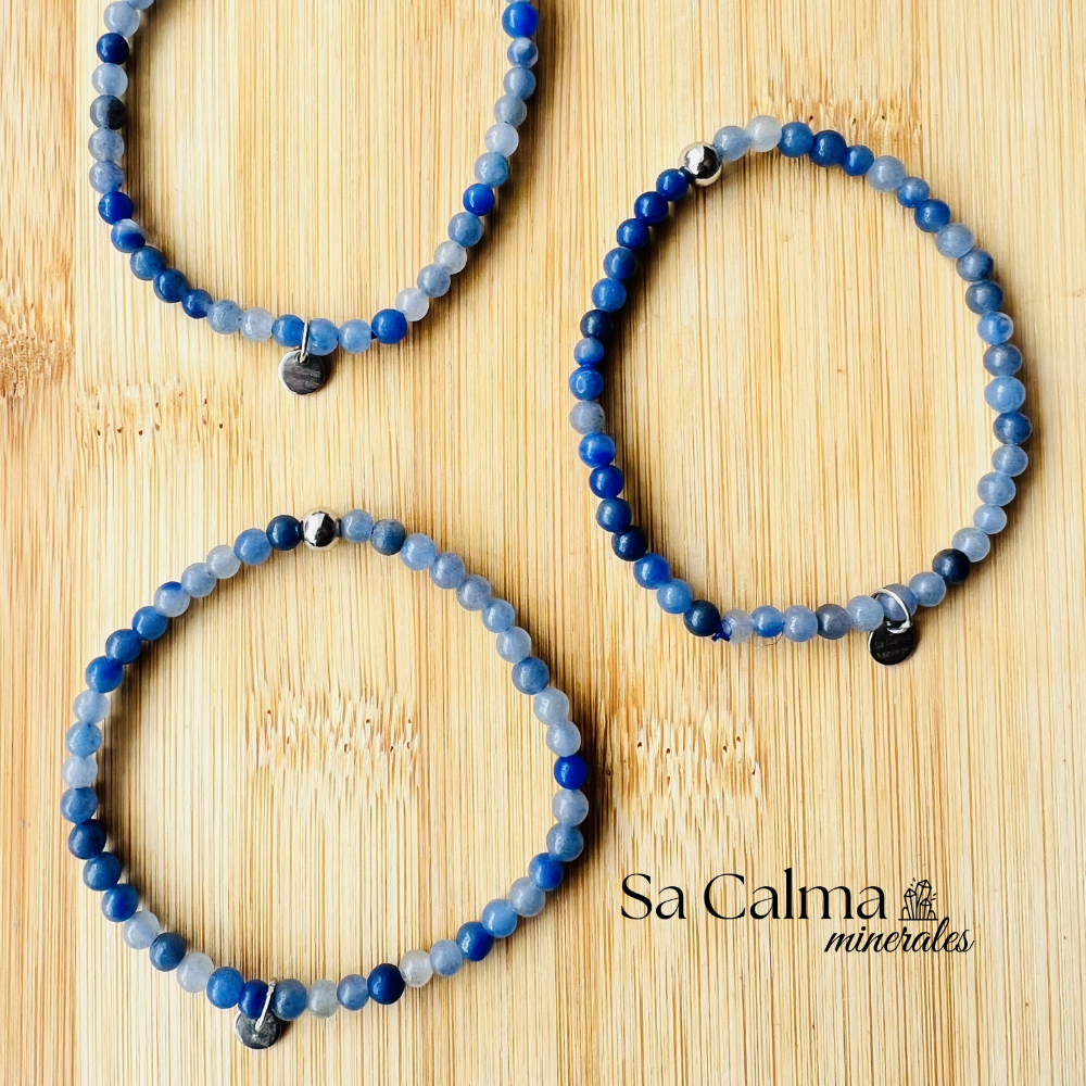 Pulsera Elástica de Cuarzo Azul – Calma y Claridad Mental