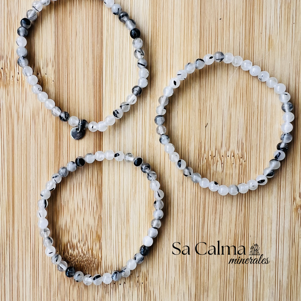 Pulsera Elástica de Cuarzo Turmalinado – Protección y Equilibrio Energético