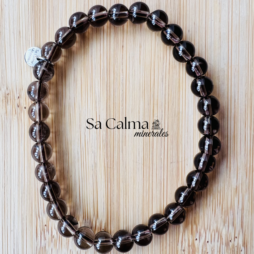 Pulsera Elástica de Cuarzo Ahumado – Protección y Estabilidad