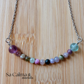 Collar de Acero Inoxidable con Turmalina Sandía y Fluorita – Equilibrio, Amor e Intuición