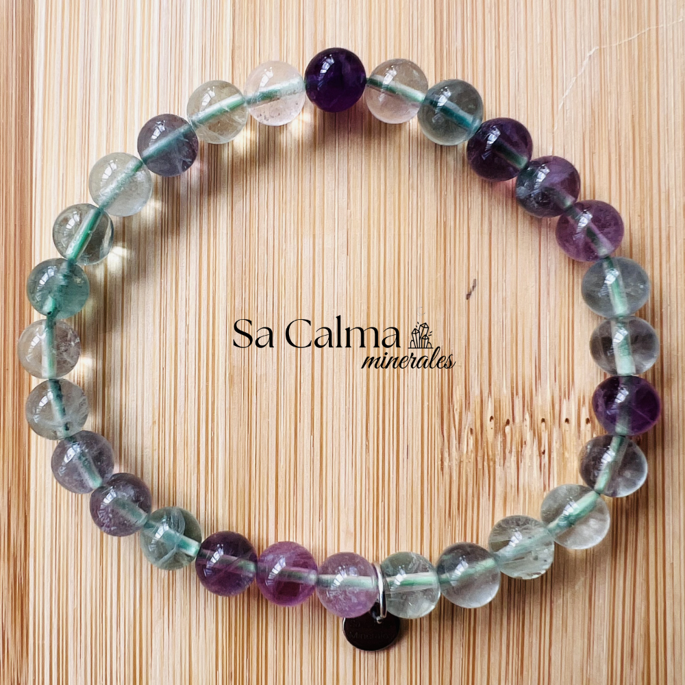 Pulsera Elástica de Fluorita Arcoíris – Equilibrio y Energía Positiva