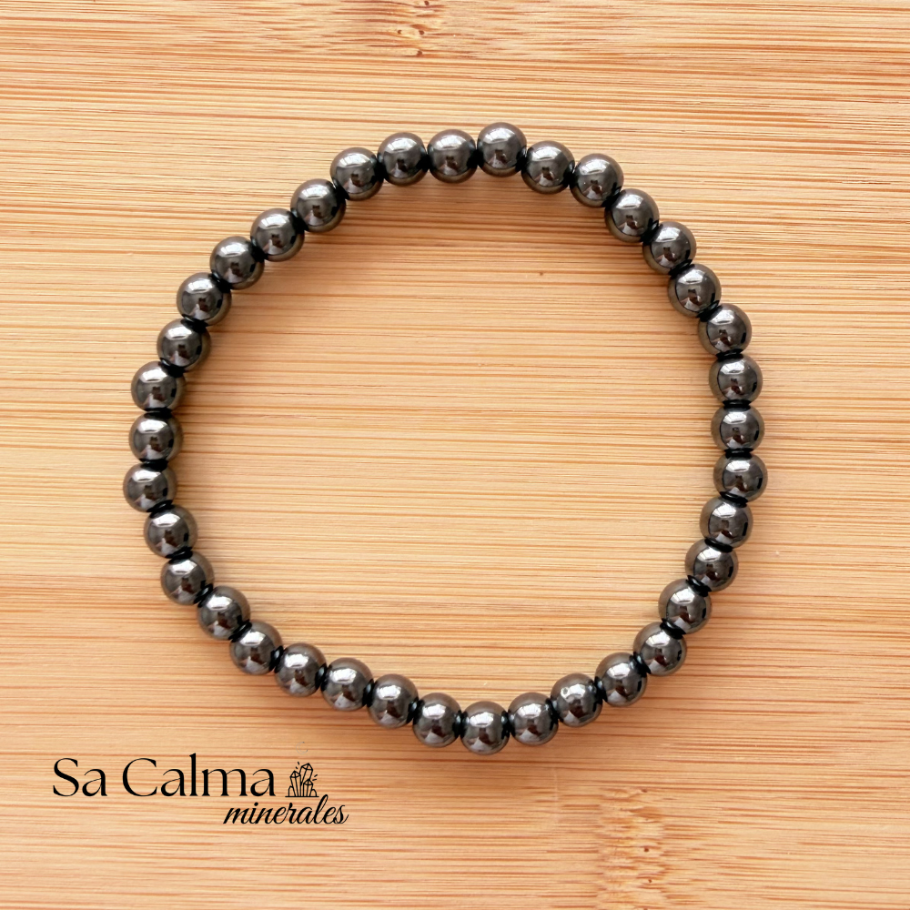 Pulsera Elástica de Hematite – Protección, Fuerza y Equilibrio Energético