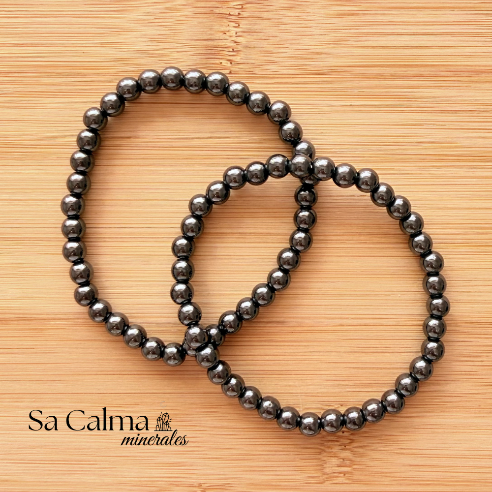 Pulsera Elástica de Hematite – Protección, Fuerza y Equilibrio Energético