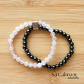 Pulsera Doble de Hematite y Cuarzo Rosa – Amor Propio, Atracción y Protección