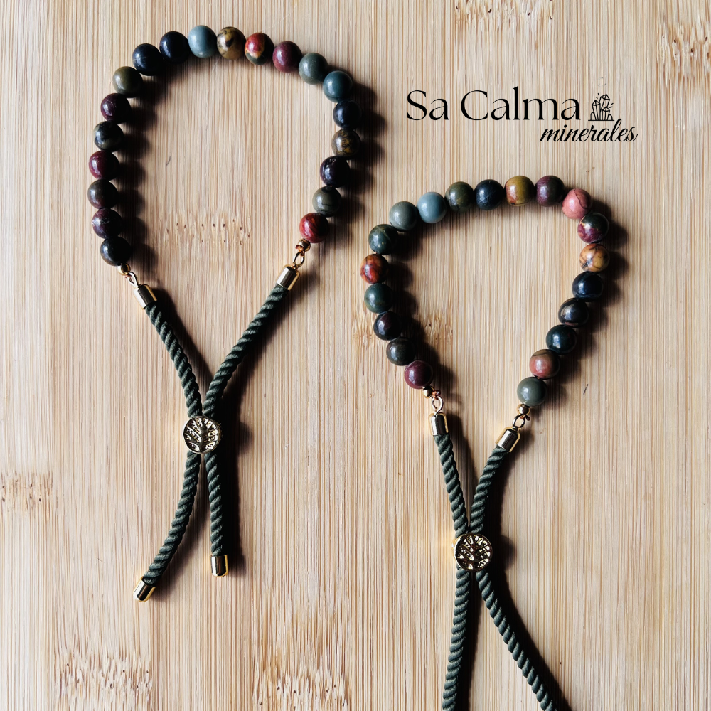 Pulsera de Jaspe Picasso con Cierre de Cordón – Estabilidad y Creatividad