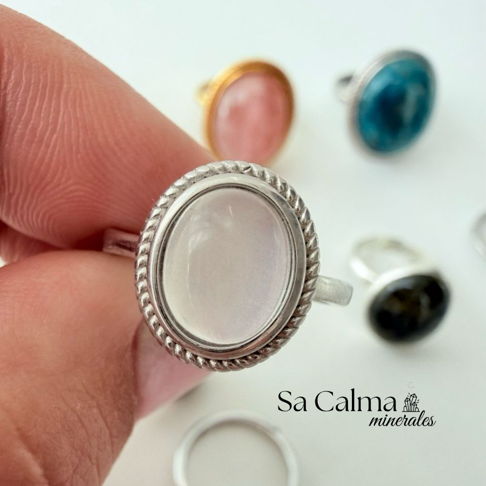 Anillo Ajustable de Plata 925 con Piedra Luna Natural para Intuición y Equilibrio Emocional