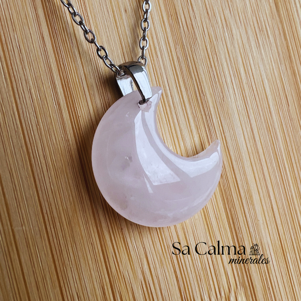 Collar de Cuarzo Rosa con Cadena de Acero Inoxidable – Amor y Armonía