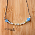 Collar de Acero Inoxidable con Morganita y Aguamarina – Amor, Calma y Equilibrio Emocional