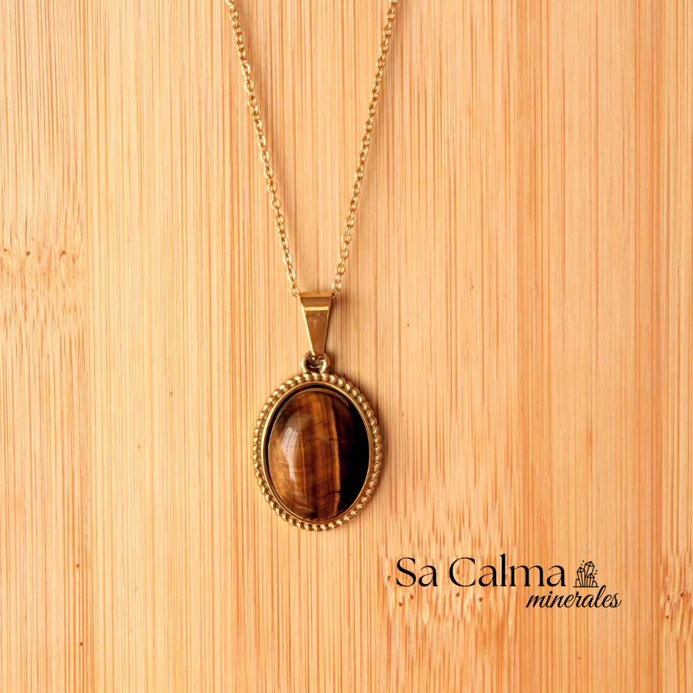Collar de Acero Inoxidable con Ojo de Tigre – Protección y Equilibrio