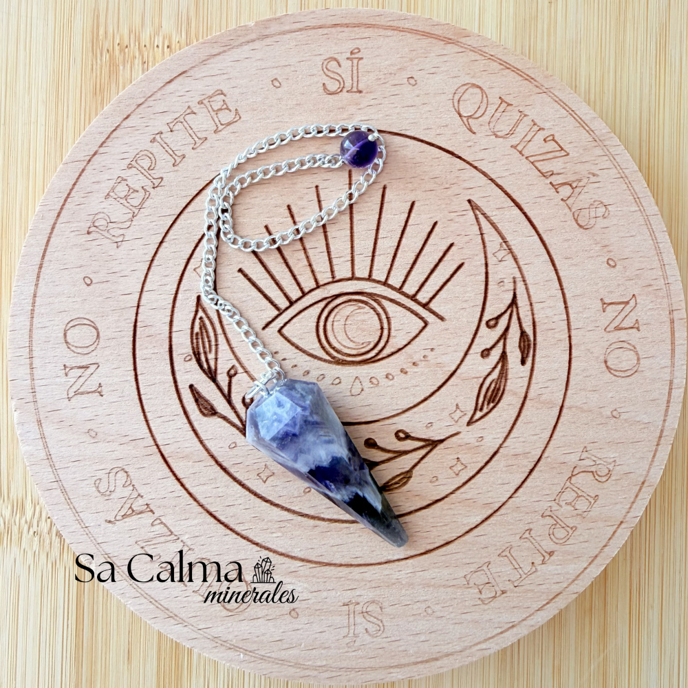 Péndulo de Amatista con Tabla – Radiestesia y Conexión Intuitiva