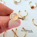 Anillo Ajustable de Acero Dorado con Peristerita para Paz Interior, Intuición y Equilibrio Energético