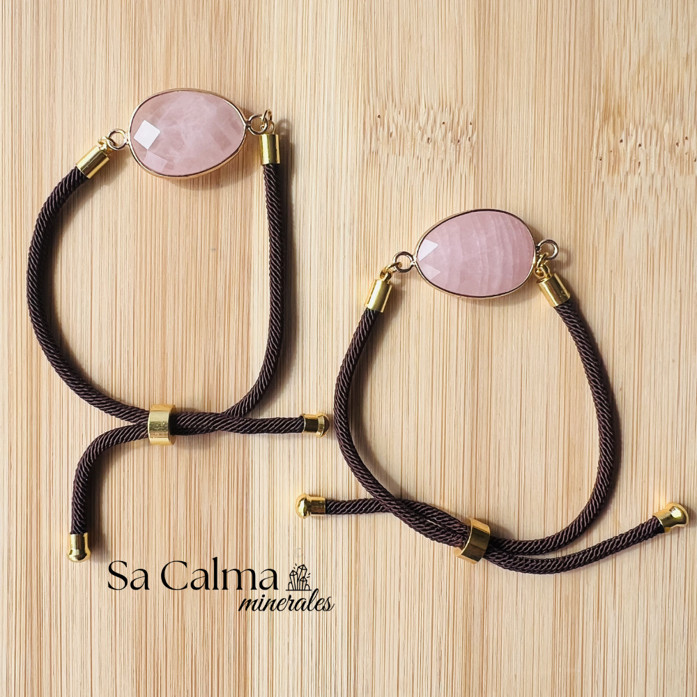 Pulsera de Cuarzo Rosa con Cierre de Cordón – Amor y Armonía Emocional