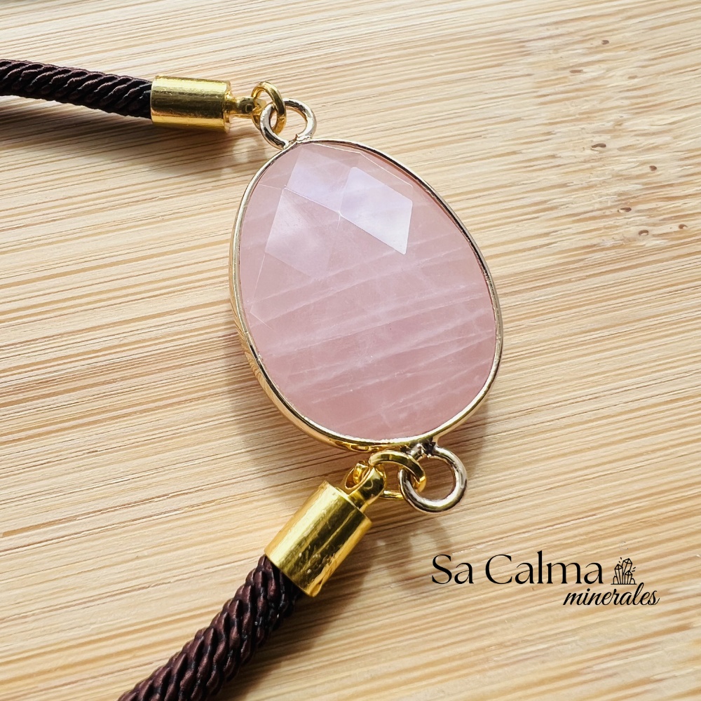 Pulsera de Cuarzo Rosa con Cierre de Cordón – Amor y Armonía Emocional