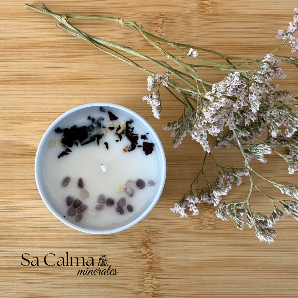 Vela Ritual Sahasrara – Amatista con Lavanda y Eucalipto para Conexión Espiritual y Chakra Corona