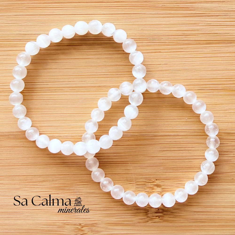 Pulsera Elástica de Selenita – Limpieza Energética, Paz y Armonía