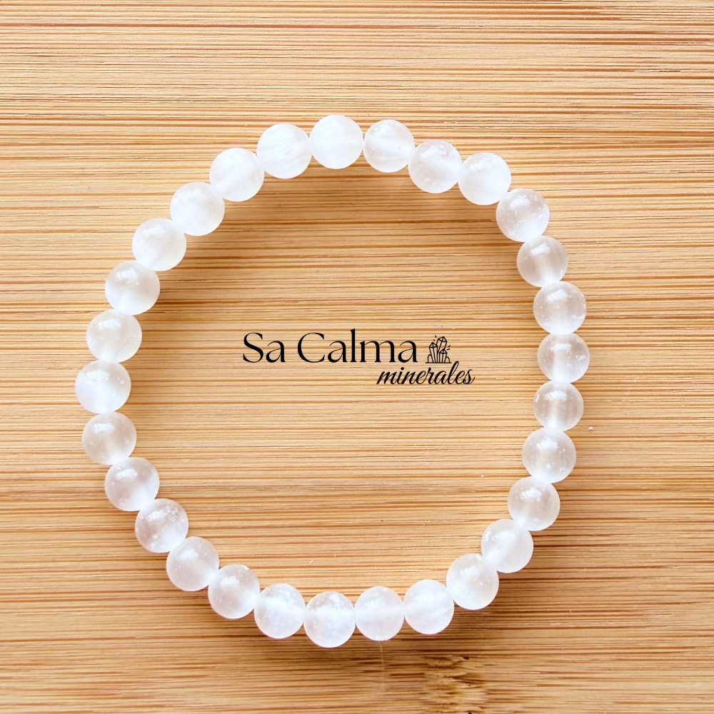Pulsera Elástica de Selenita – Limpieza Energética, Paz y Armonía