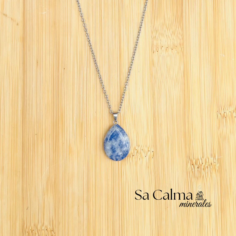 Collar de Sodalita con Cadena de Acero Inoxidable – Intuición y Claridad