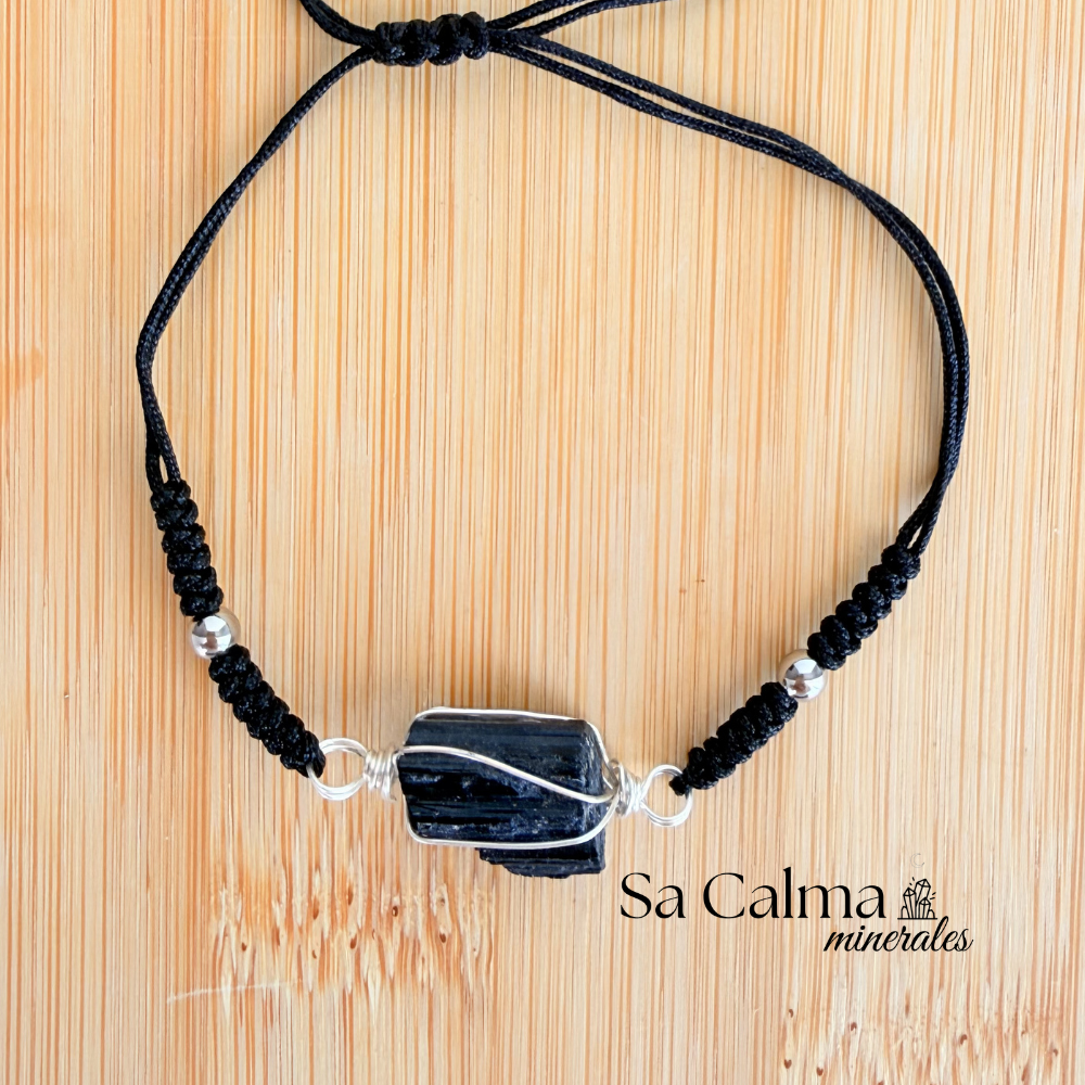 Pulsera de Hilo con Turmalina Negra – Protección y Equilibrio Energético